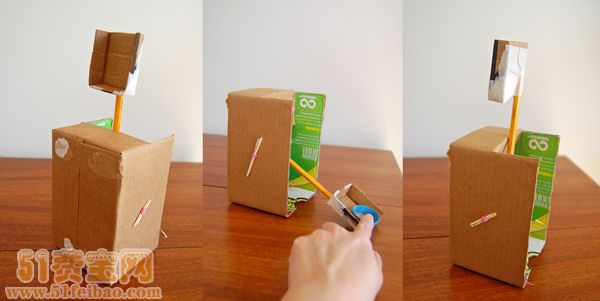 用废纸盒DIY儿童投掷器玩具