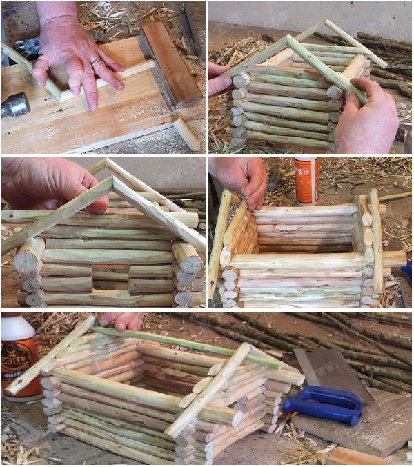 环保手工艺:树枝小鸟木屋鸟窝制作详解