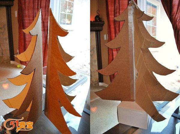 用废纸和废纸箱制作的环保圣诞树