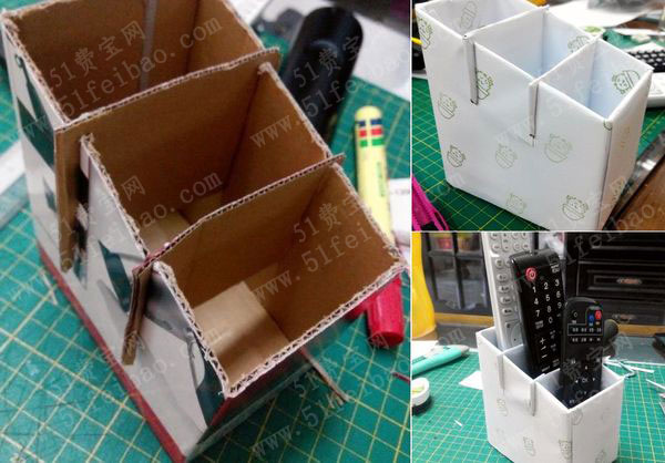 商品包装盒diy家电遥控器收纳盒教程 - 废物利用手工diy小制作 - 51费