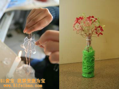 果冻壳废物利用制作的低碳环保塑胶花