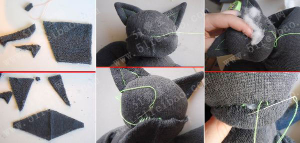 冬天淘汰的旧厚袜子手工改造制作猫玩具娃娃