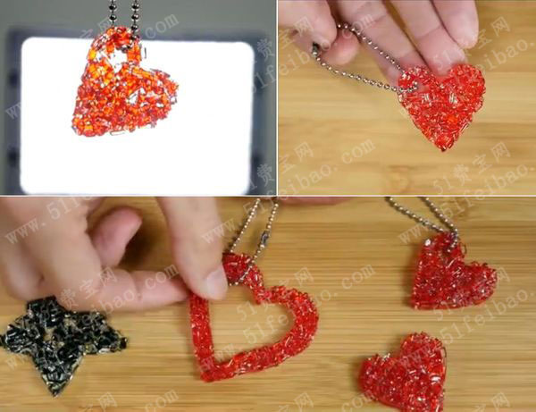 熟食塑料盒diy热熔胶粒吊坠制作教学 - 废物利用手工diy小制作 - 51费
