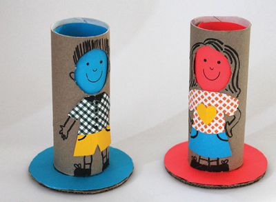 如何利用卷纸筒DIY可变脸表情娃娃教程
