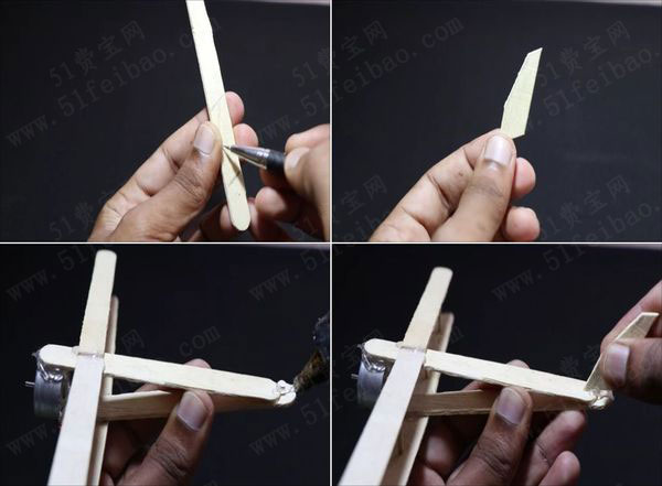 自制直流电动雪糕棒螺旋桨飞机