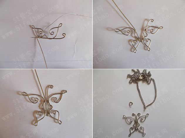 废电线回收剥皮做蝴蝶项链吊坠