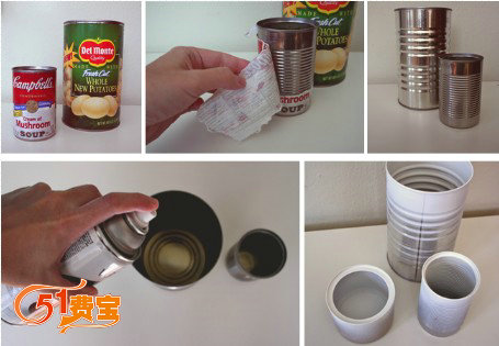 用空罐头制作带记事板功能的手工笔筒