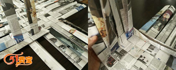 如何用旧报纸手工编织杂物置物筐