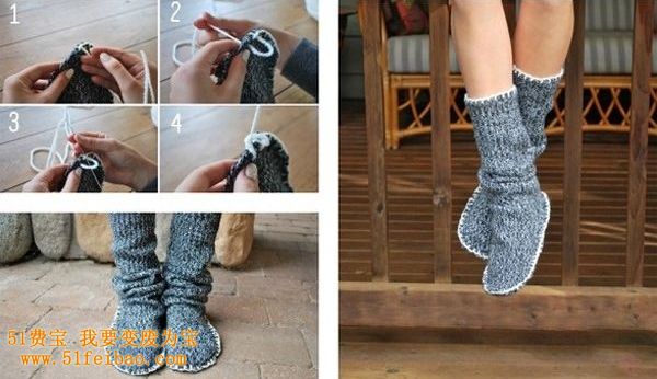 如何用旧毛衣做保温鞋子