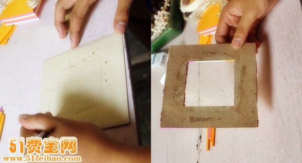如何使用卷纸棒做纸板小型相框
