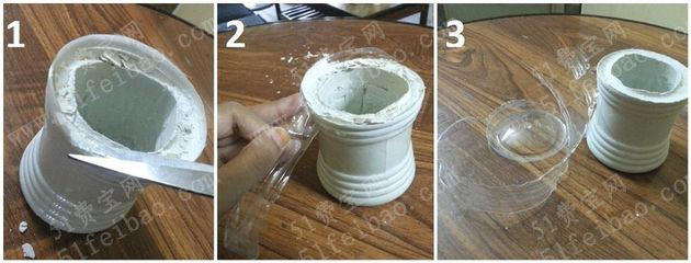 使用矿泉水瓶做造型特别的水泥花盆