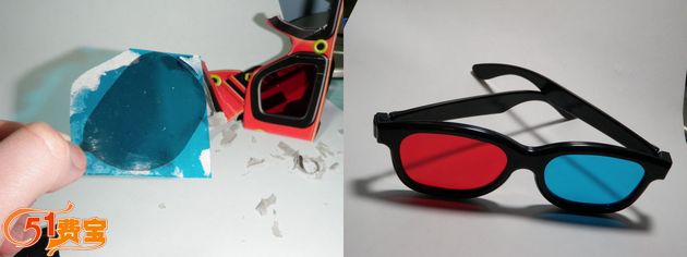 用老花眼镜和近视眼镜改造3D电影眼镜