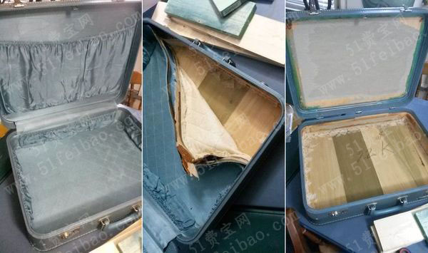 废旧旅行箱重新使用打造成实用置物壁柜