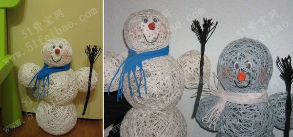 旧毛衣回收利用毛线球小雪人