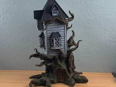 废物再利用,微型童话屋树上鬼屋手办做法图解