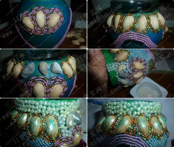 广口玻璃瓶改造DIY特殊彩珠花瓶教程