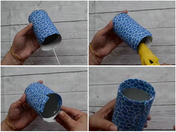 使用薯片桶diy漂亮创意笔筒 - 废物利用手工diy小制作 - 51费宝网