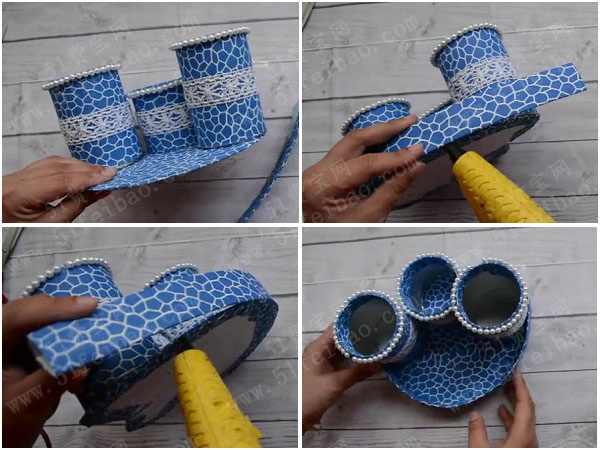使用薯片桶diy漂亮创意笔筒 - 废物利用手工diy小制作 - 51费宝网