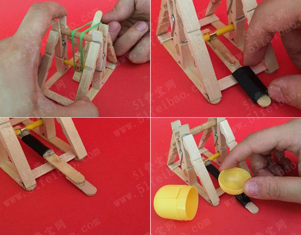 儿童科技diy木夹玩具弹射器