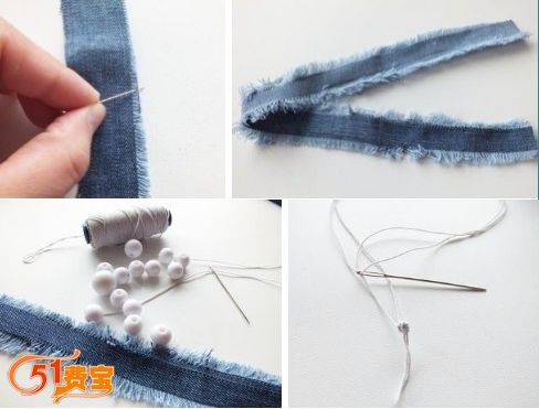 利用旧衣服DIY点珠手环教程