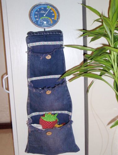 牛仔裤旧物改造DIY收纳挂袋教程