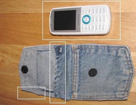 牛仔裤口袋DIY翻盖手机袋的做法