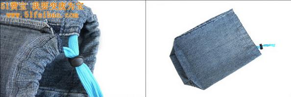 过气牛仔裤改造DIY的一个束口储物袋