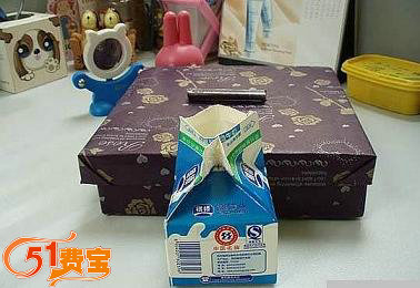 巧用废品牛奶盒制作物品收纳箱
