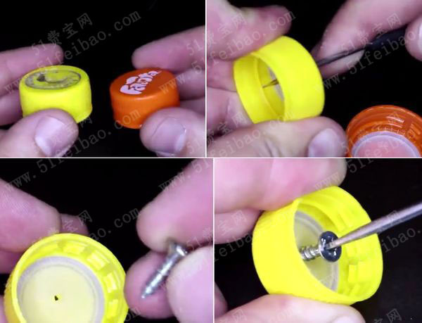 用废瓶盖diy悠悠球溜溜球做法