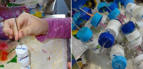 儿童手工制作图片教程之DIY瓶盖小刺猬