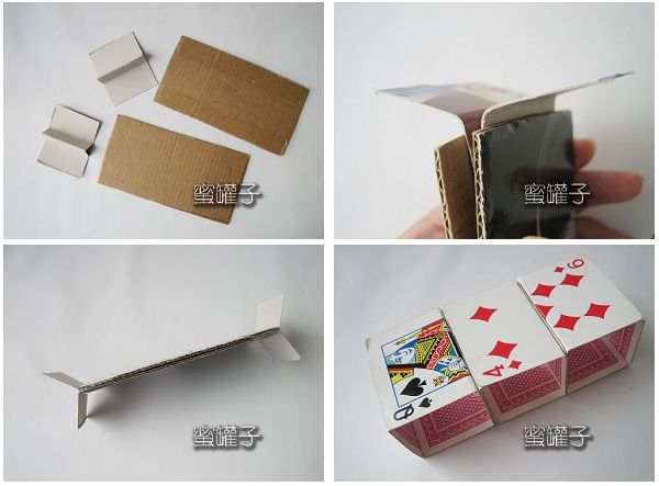 用扑克牌和牛奶盒做方便收纳盒