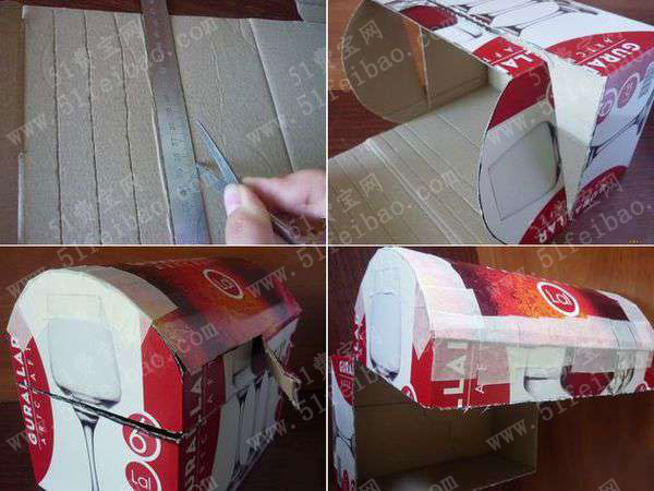 回收改造废纸箱diy投币储蓄罐