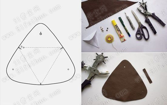 废弃皮衣皮袋改造diy三角形钱包