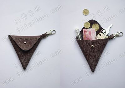 废弃皮衣皮袋改造diy三角形钱包