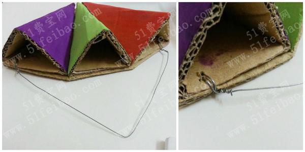 利用硬纸板DIY三角形挂件收纳盒