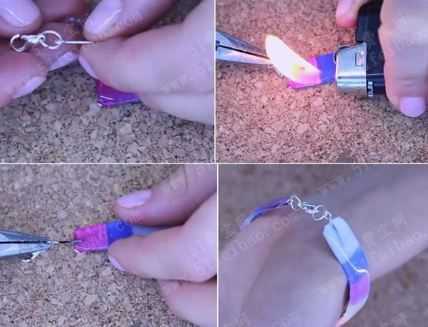 用热熔胶做的彩虹色手链 - 废物利用手工diy小制作 - 51费宝网(繁体版
