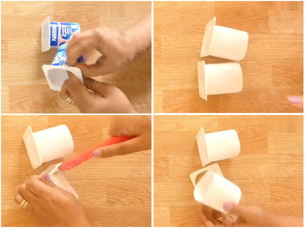 酸奶杯自制漂亮新款硬币钱包 - 废物利用手工diy小制作 - 51费宝网