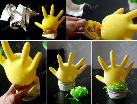 如何利用橡胶手套做母鸡玩具