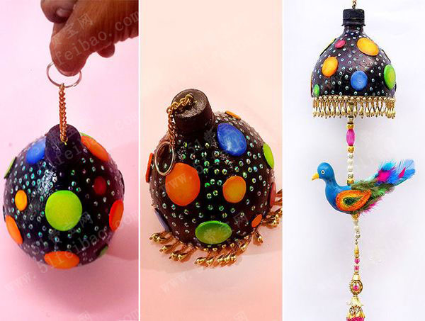 饮料瓶制作彩雀吊坠风铃diy做法 - 废物利用手工diy小制作 - 51费宝网