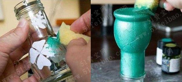 利用调味瓶改造描金花瓶
