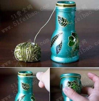 利用调味瓶改造描金花瓶