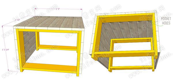 废弃木板托架回收改造成方正结实的木板凳