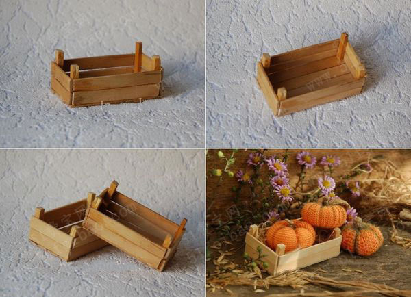 雪糕棒制作迷你摆物小木箱 - 废物利用手工diy小制作 - 51费宝网(繁体