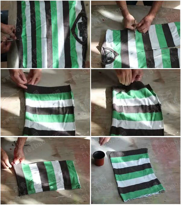 如何利用一件不要的衣服制作花盆
