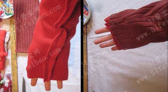 怎么利用长袖旧衣服袖子做长筒手套的做法