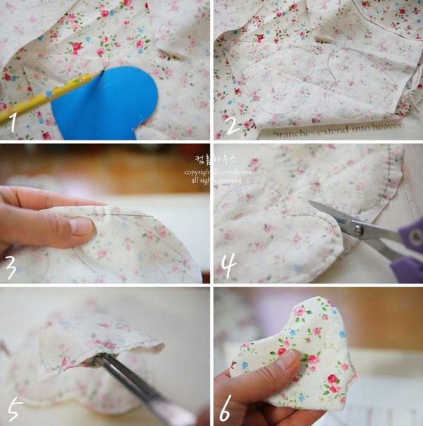 教你怎么用碎布头制作韩式心型夹子