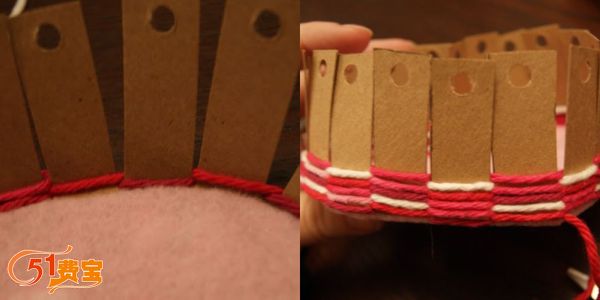 利用旧毛线做编织糖果盒
