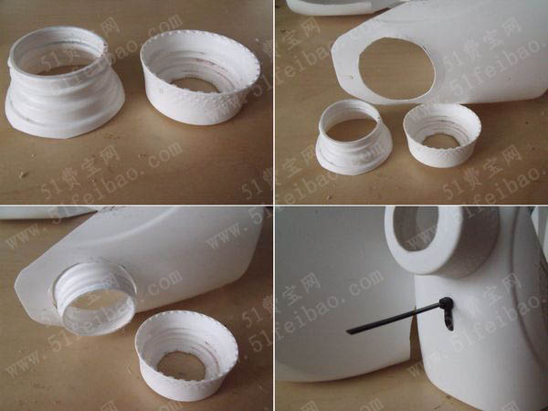 利用洗涤剂塑料桶做鸟巢小屋制作教程