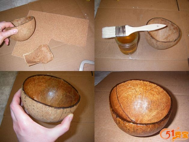 手工制作新鲜椰壳碗