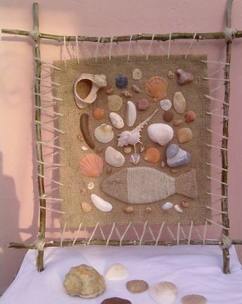 用海滩废品做贝壳装饰画